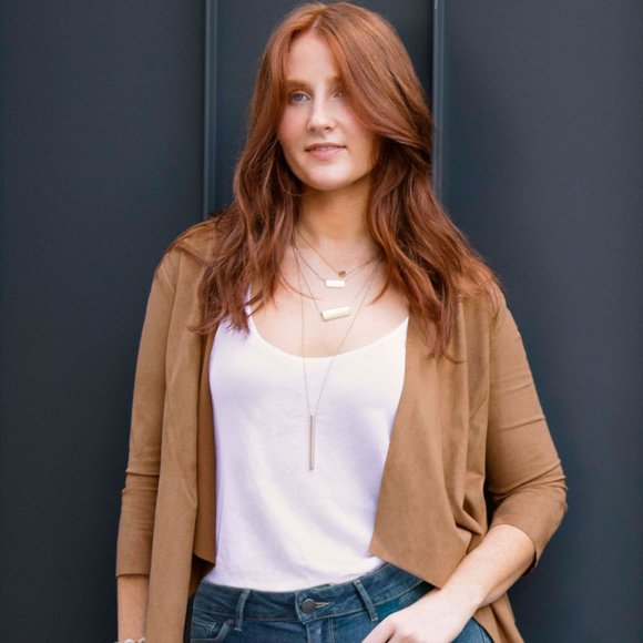 OLGYN Jackets & Blazers - OLGYN Women's 3/4 Sleeve Shrug Camel Cardigan